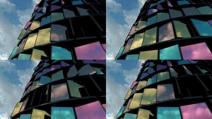 4k抽象架构背景窗户风吹反光
