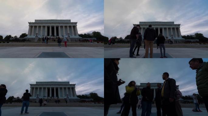 延时: 美国华盛顿特区林肯纪念堂大楼日落