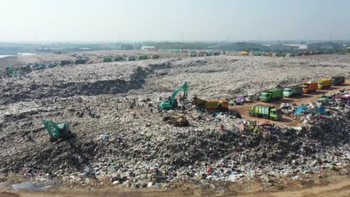 垃圾的鸟瞰图清理垃圾山白色垃圾城市垃圾山