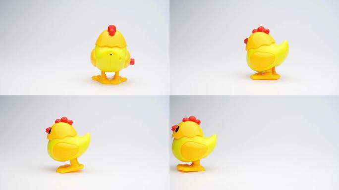 发条黄色玩具鸡。发条黄色玩具鸡
