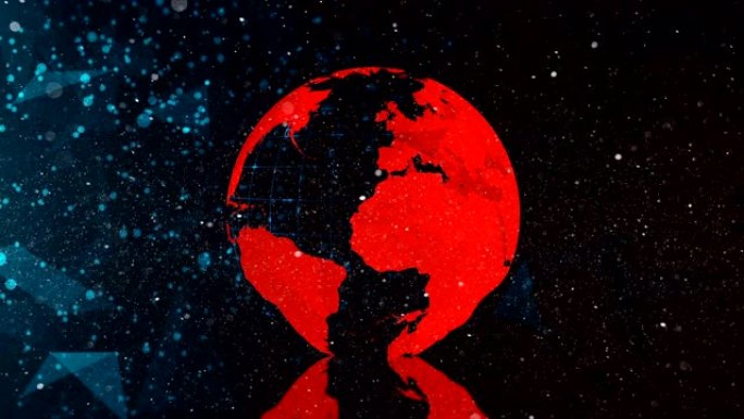 红色世界地图在尘土飞扬的背景上旋转