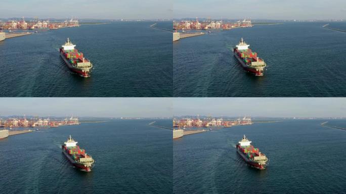 东南亚海洋集装箱船4k航拍轨迹