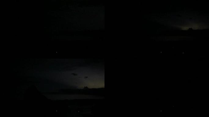 4k慢动作镜头的闪电与雷雨云的Samed Nang Chee view point在夜间，Phang