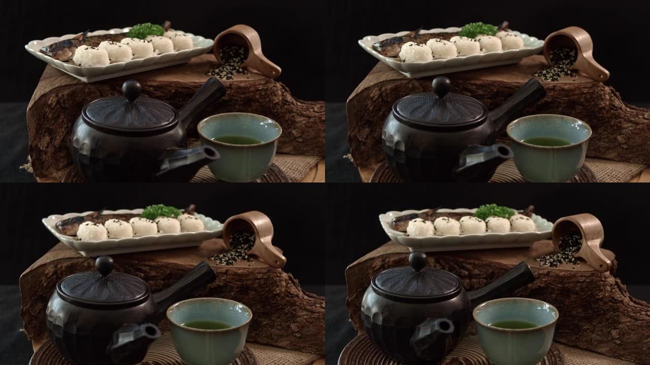 日本食品概念日式料理特色美味茶壶茶杯茶糕