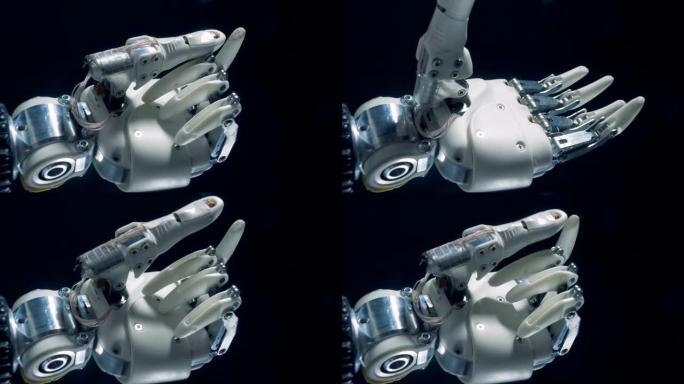 仿生假肢移动手指，机器人手工作。