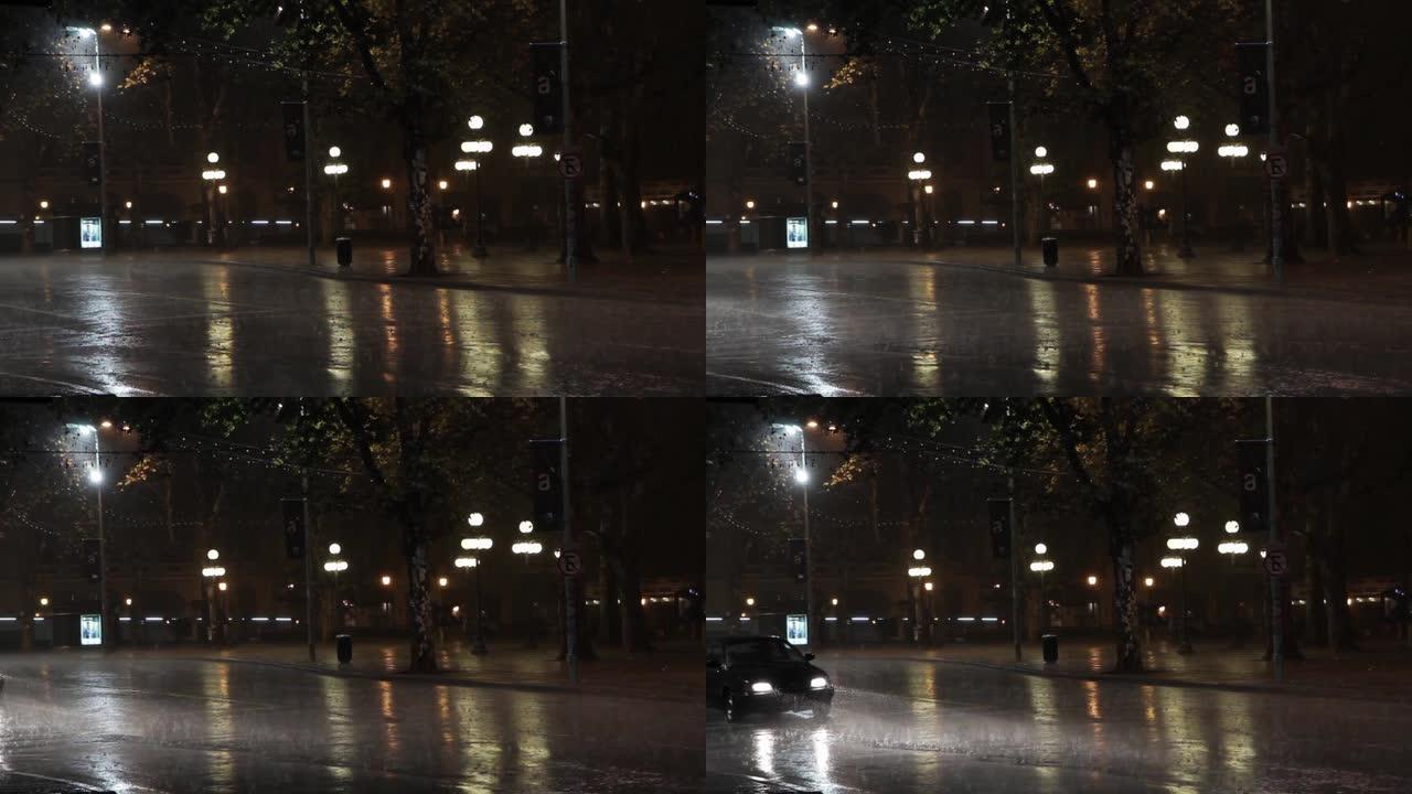 乌拉圭首都蒙得维的亚，在一个雨夜。