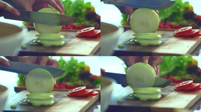 洋葱厨房用具美食烹饪方法视频素材