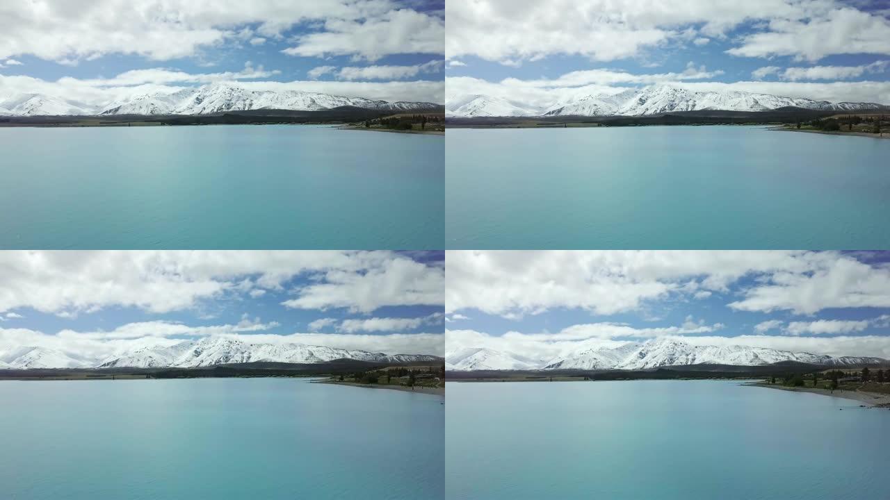 冰川湖和山脉的空中拍摄