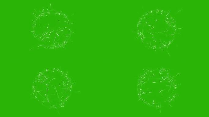 魔力能量抽象粒子球绿色屏幕可循环
