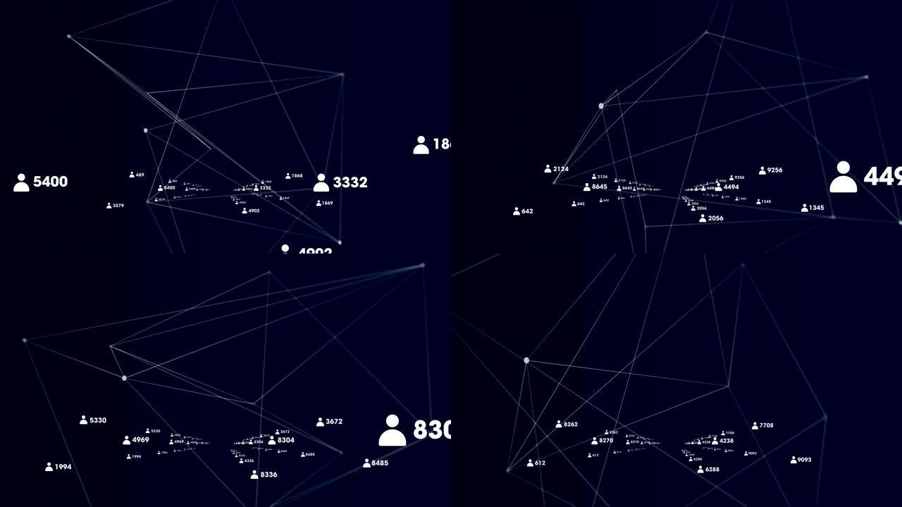 深蓝色背景上的连接网络和网络