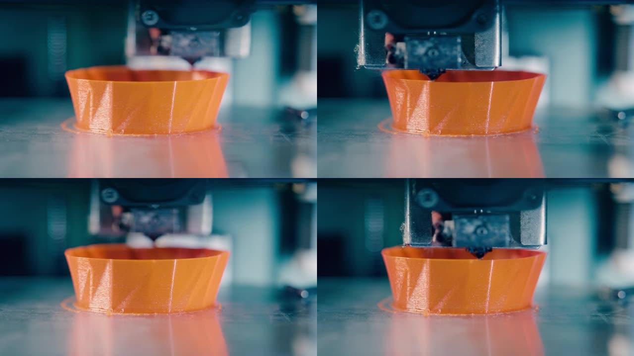 3d打印机正在打印花瓶的喉咙