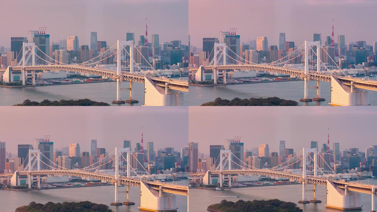 彩虹桥上的东京城市交通