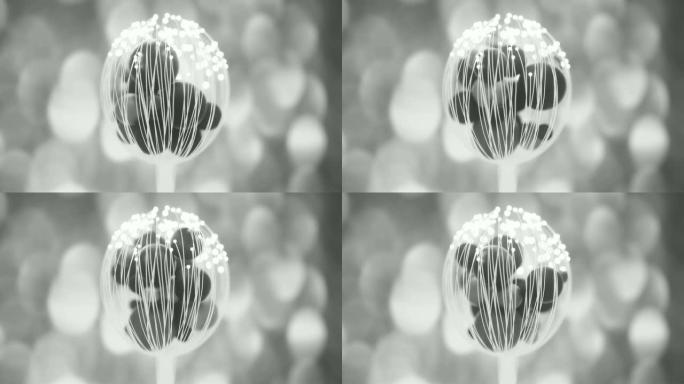4k带球体的抽象花。