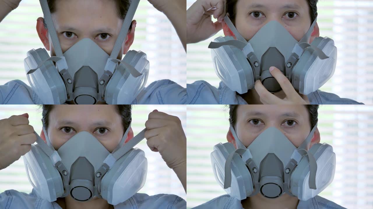 亚洲女性保健人员的特写镜头，戴着保护面具，防止冠状病毒或新型冠状病毒肺炎流行病，领导力，医疗，保健和