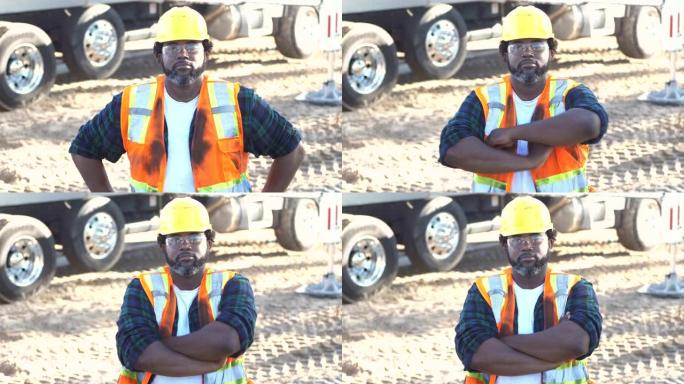 非裔美国建筑工人在工作现场