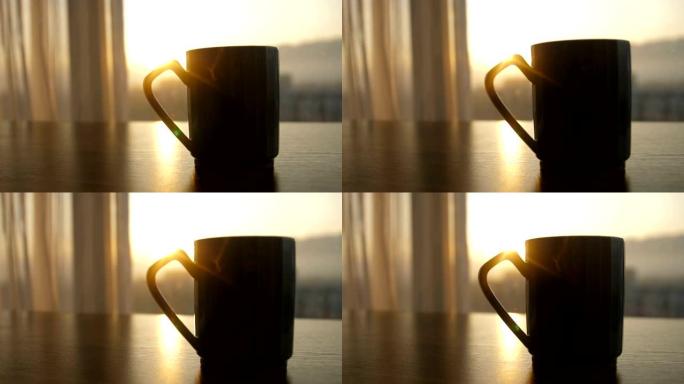 早上桌上的咖啡杯温馨温暖杯子茶杯