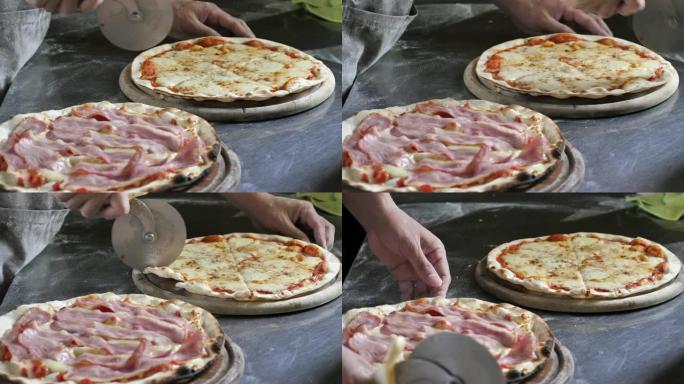 用刀切披萨切披萨意大利披萨