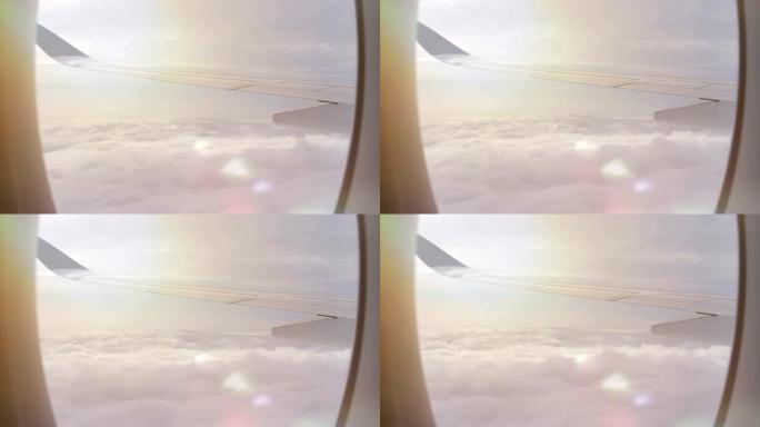 飞机上的日落天空第一视角高空上空云层