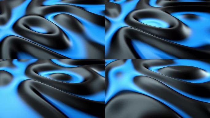 蓝色和黑色移动液体抽象现代背景