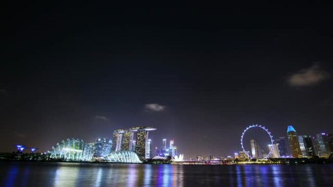 新加坡现代城市的天际线，时间流逝