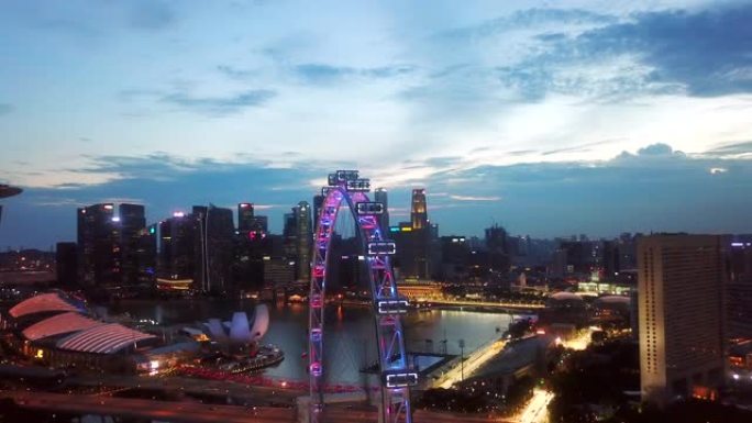 空中新加坡空中全景夜景