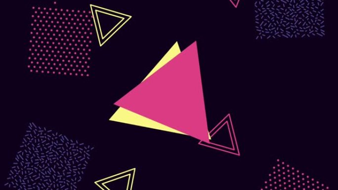孟菲斯动画风格彩色三角形三维动画