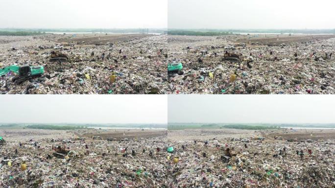 垃圾的鸟瞰图处理厂堆环保