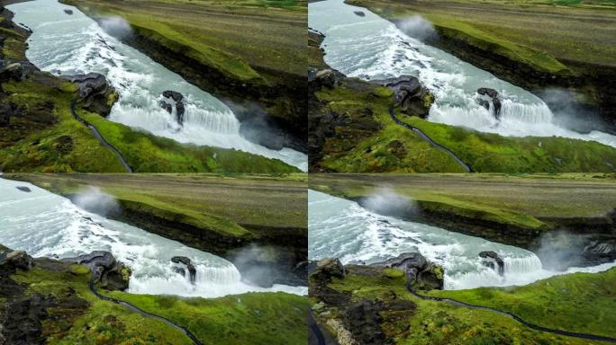空中: 冰岛的古尔福斯瀑布