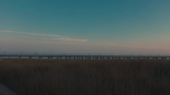 海边江边落日堤坝 空镜