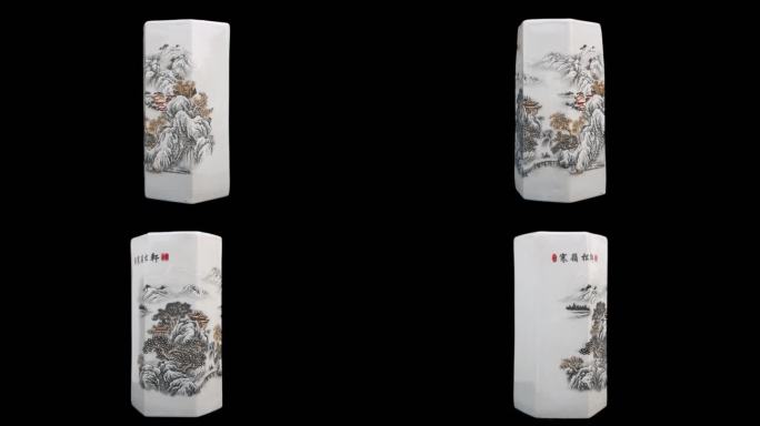 带通道古玩陶瓷笔筒