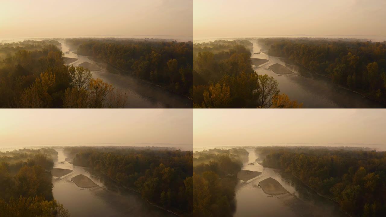 黎明薄雾中的空中河流