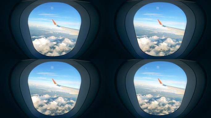 从飞机机舱拍摄的蓝天