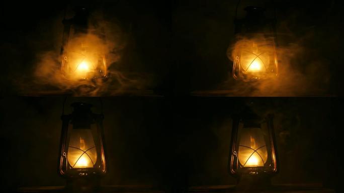 旧木墙煤油灯煤油灯实拍视频