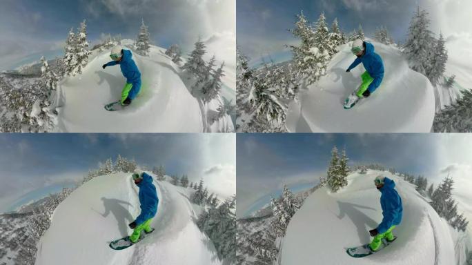 VR 360自拍: 男子在活跃的假期粉碎未触及的山区地形。
