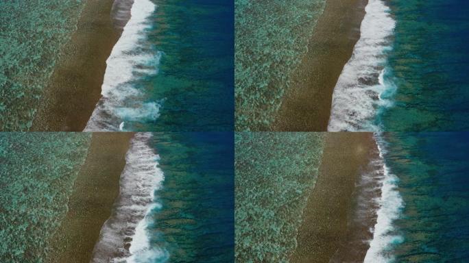 海礁景观鸟瞰图海水海浪沙滩