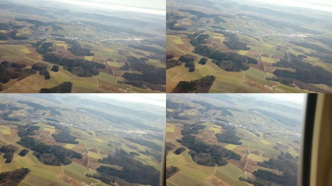 从机舱窗户看瑞士的空中飞行