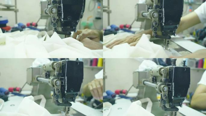 时尚行业: 缝纫机特写4k。