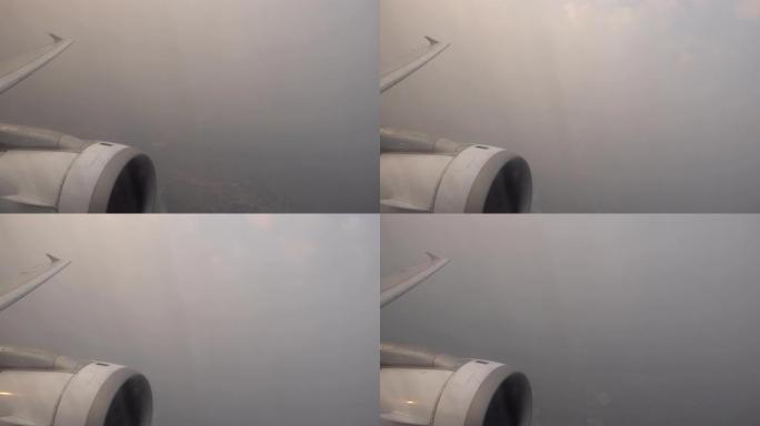 飞机上的空气污染烟雾城市