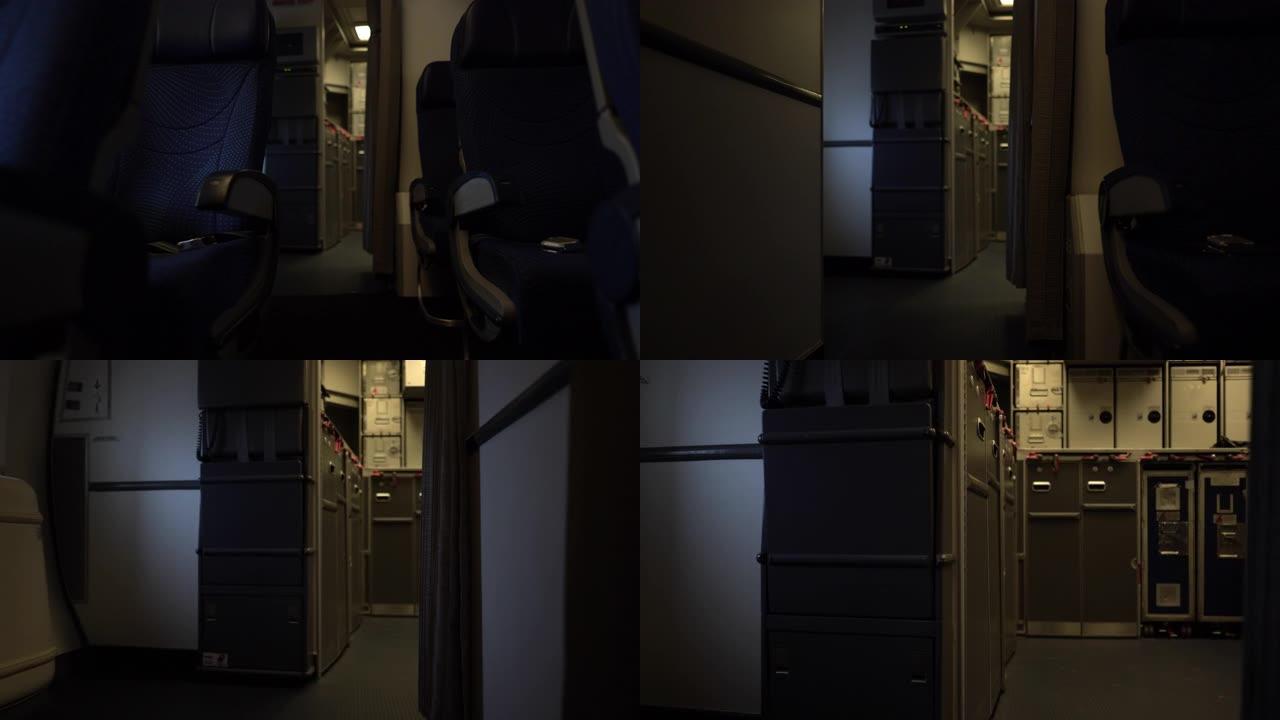 飞机客舱到厨房客舱的内部视图