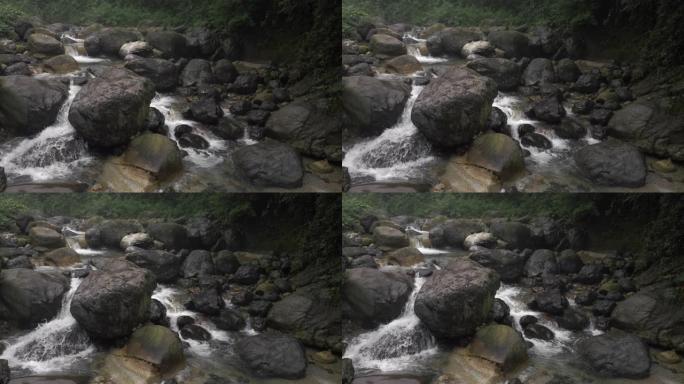 山里美丽的溪流山泉水森林溪流纯净水源