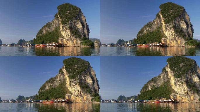 泰国美丽的攀牙湾Ko Panyi (也称为Koh Panyee) 渔村的水上景色。
