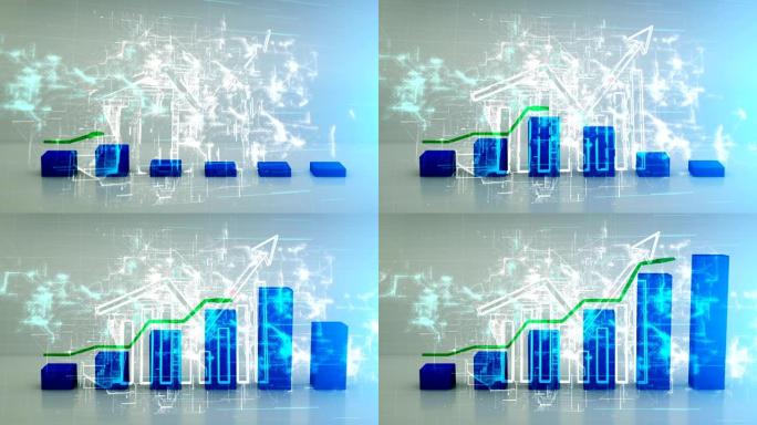 业务增长，财务3D图表，最高质量的渲染
