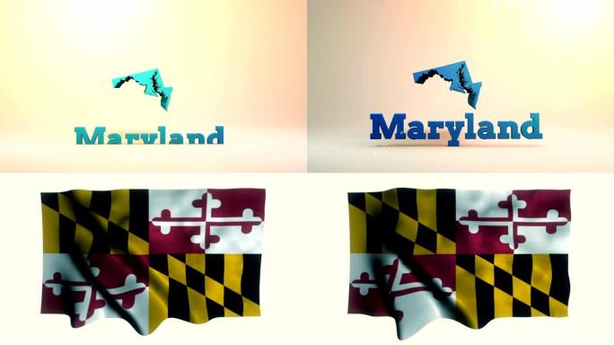 马里兰地图和旗帜动态动画