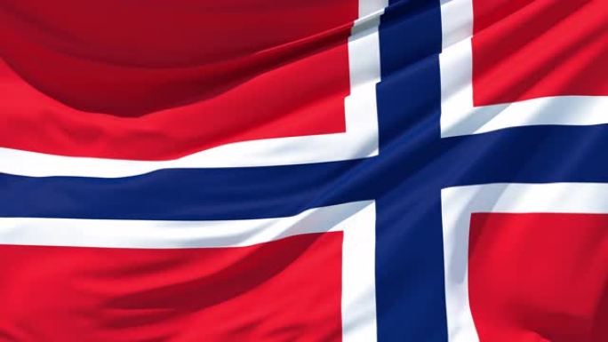 在风中飘扬的挪威国旗