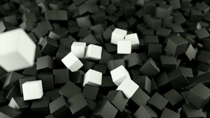 一堆抽象立方体的黑白背景