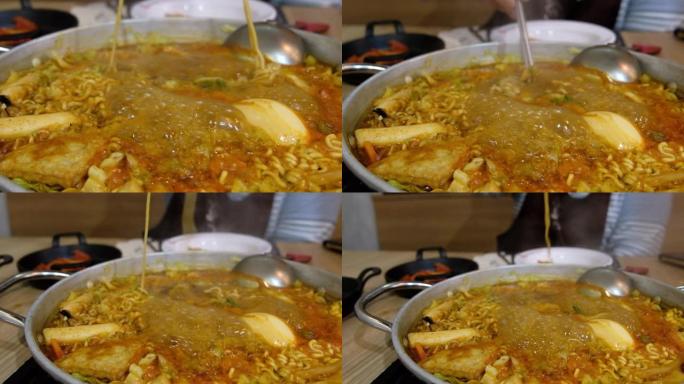 韩国热锅餐厅的韩国面条