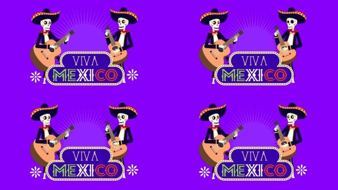 viva墨西哥动画，头骨玛丽亚奇斯弹吉他