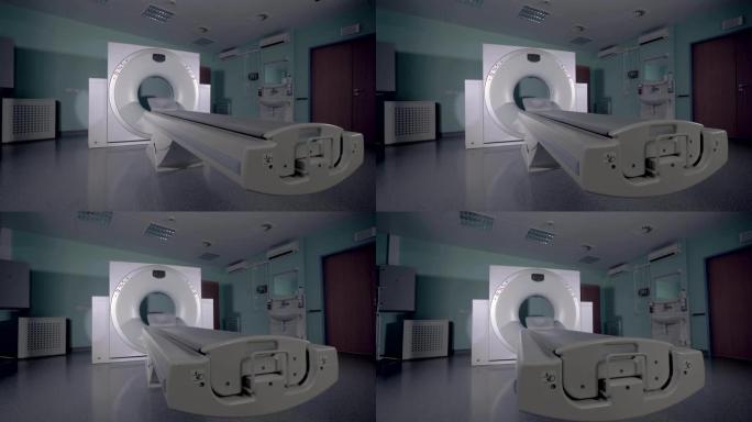 带断层扫描仪的病房。空的核磁共振，CT，PET扫描仪。