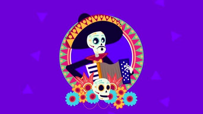 墨西哥万岁动画，墨西哥流浪乐队头骨演奏手风琴