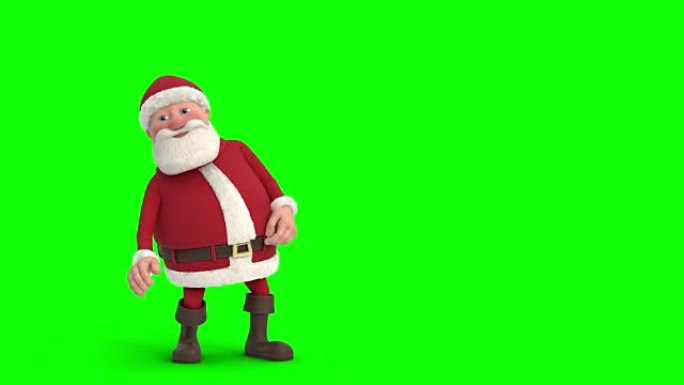 卡通圣诞老人跳舞-可循环3d动画-绿屏版，带复制空间
